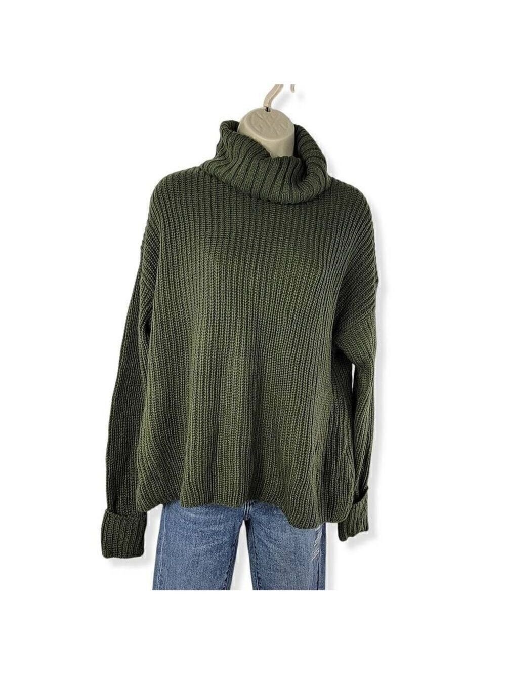American Rag Green Turtle Neck with lace detail on back M